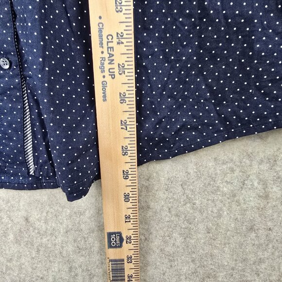 Lane Bryant Womens Button Down Navy Polka Dot Shirt Size 26 Cotton Blend - Picture 6 of 7